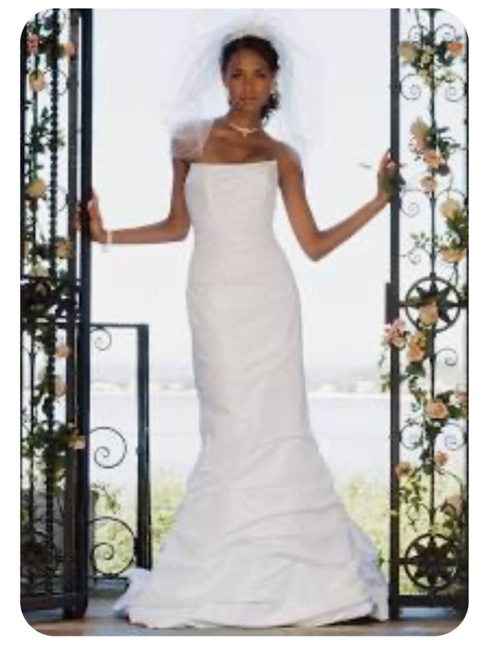 NWT Davids Bridal Wedding Dress Strapless Allover Drape Mermaid White size 2
